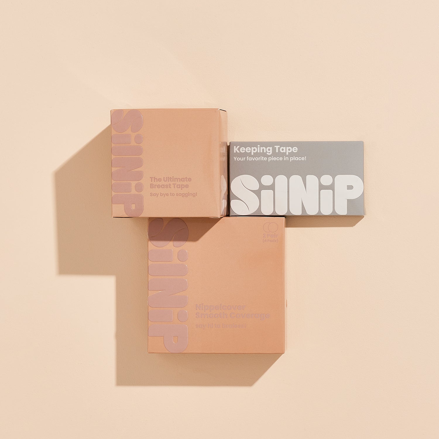 All-in-One Set von Silnip mit Nippelpad 8 cm, Breast Tape und Keeping Tape – für perfekten Halt ohne BH in Cappuccino