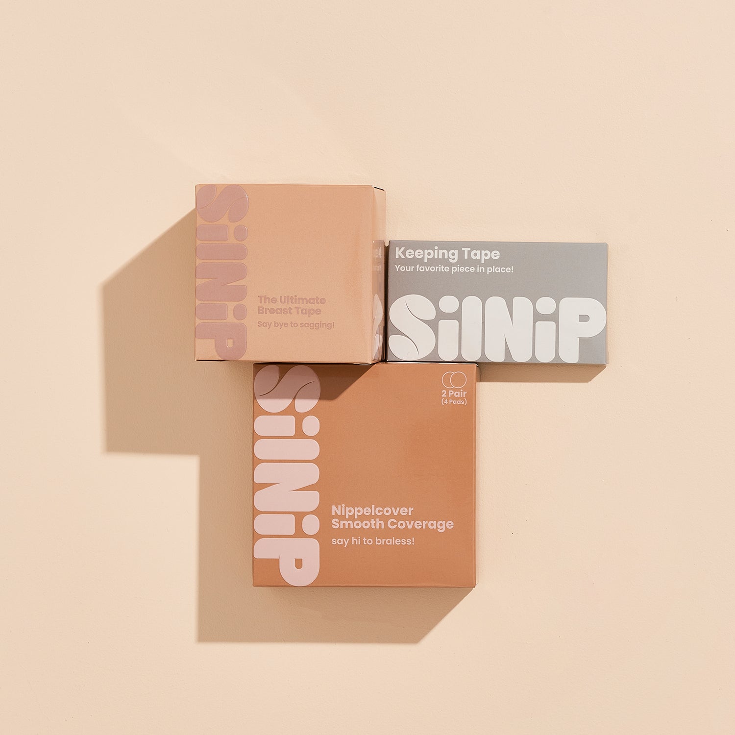 All-in-One Set von Silnip mit Nippelpad 8 cm, Breast Tape und Keeping Tape – für perfekten Halt ohne BH in Mokka Tan